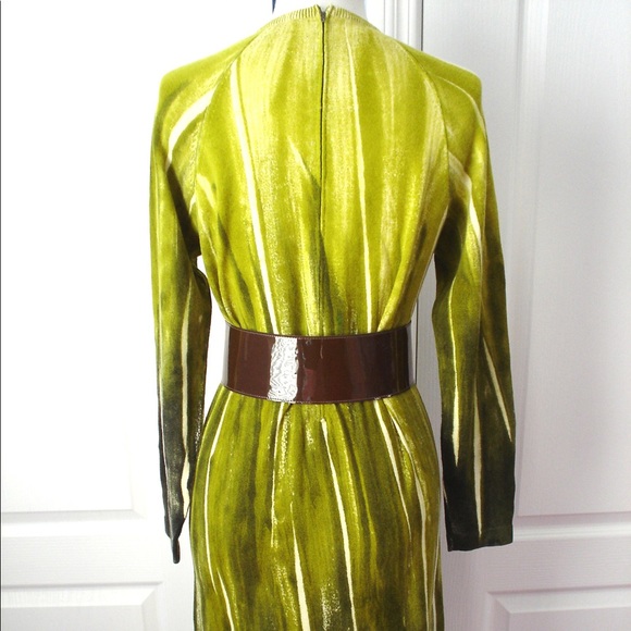 Vintage Chic: GREEN Graphic Print Sweater Knit Dress S - Picture 4 of 12